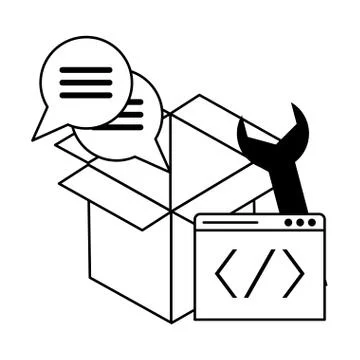 Software programming code symbols in black and white Stock Illustration