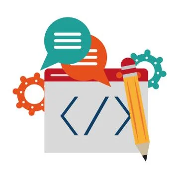 Software programming code symbols Moon cloud and raining drop Illustrazione stock