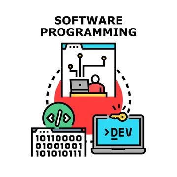 Software programming concept developing digital technology solutions Stock-Illustration