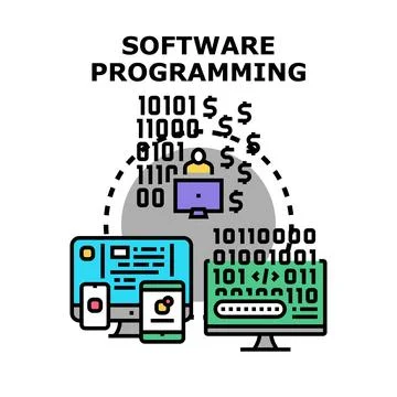 Software programming creating digital solutions and earning revenue Stockillustratie