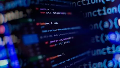 Software Programming Work Time. Code text written and created entirely by m.. 库存照片