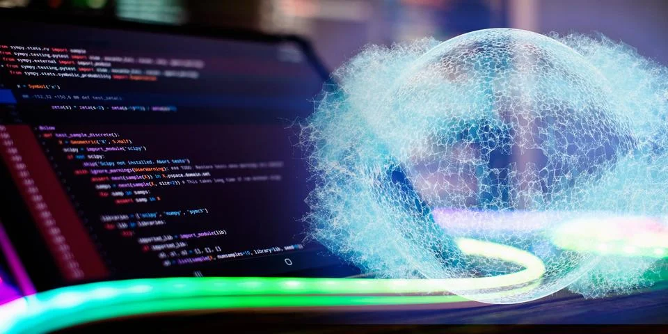 Software Programming Work Time. Code text written and created entirely by m.. Stockfoto's