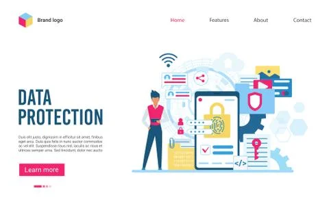 Software for protection important information flat vector illustration landing Stock Illustration