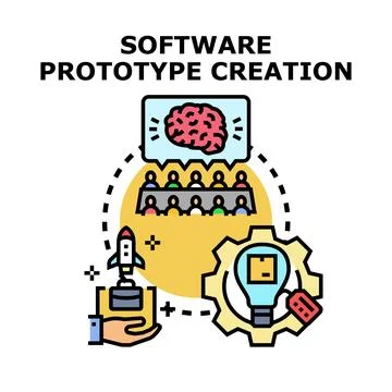 Software prototype creation developing innovative product concepts Illustrazione stock