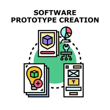 Software prototype creation process developing user interface design Stock Illustration