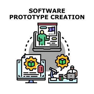 Software prototype creation process with development and testing Stock Illustration