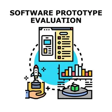 Software prototype evaluation development testing and launching 库存插图