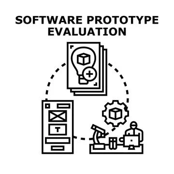 Software prototype evaluation process and development stages Stock Illustration