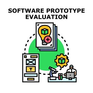Software prototype evaluation process and development stages Stock Illustration