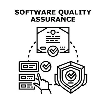 Software quality assurance process ensuring product excellence Stock Illustration