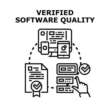 Software quality verification process across multiple devices Stock Illustration