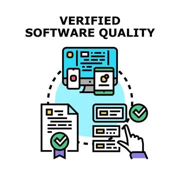 Software quality verification process across multiple devices Stock Illustration