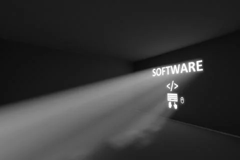 SOFTWARE rays volume light concept 3d illustration Illustrazione stock