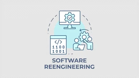 Software reengineering blue concept icon animation Stock Footage 337935070