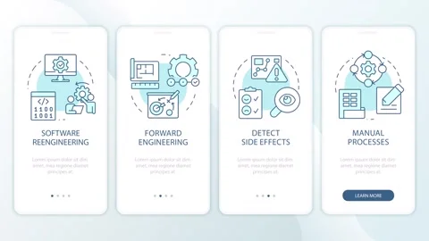 Software reengineering strategies animated mobile app screens Stock Footage 337777458