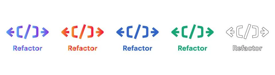 Software Refactor Coding Syntax Icons Set Stock Illustration