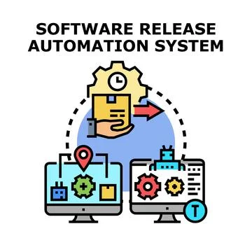 Software release automation system concept illustration イラスト素材