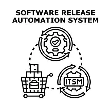 Software release automation system concept vector Stock Illustration