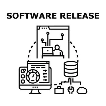 Software release deploying developing programming application processes Stock Illustration