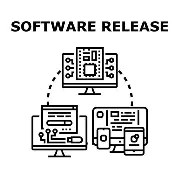 Software release development deployment and update process Illustrazione stock