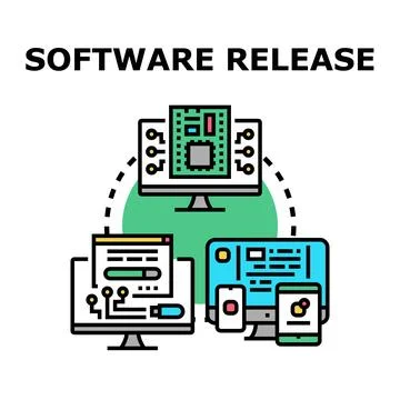 Software release development deployment and update process Stock Illustration