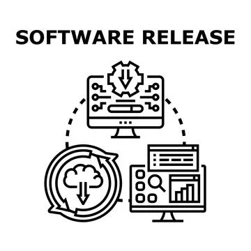 Software release development deployment update process イラスト素材