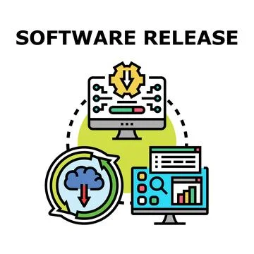 Software release development deployment update process Stock Illustration