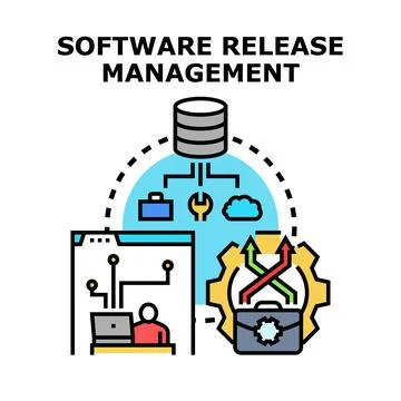 Software release management process and development strategy Illustrazione stock
