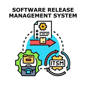 Software release management system concept illustration Illustrazione stock