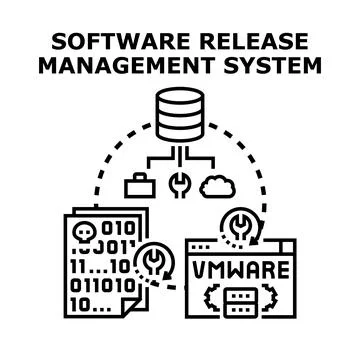 Software release management system developing deployment operations 스톡 일러스트