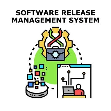 Software release management system developing solutions concept Stockillustratie