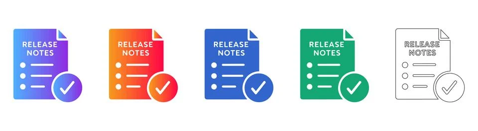Software Release Notes and Documentation Approved Icons Stock Illustration