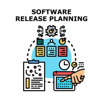 Software release planning establishing project timeline task management Ilustração Stock