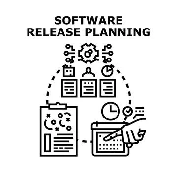 Software release planning establishing project timeline task management Illustrazione stock
