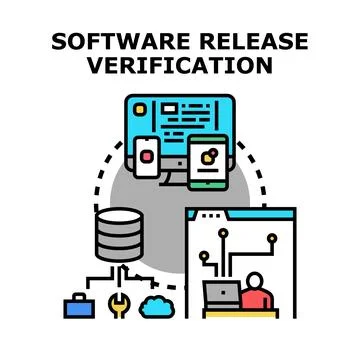 Software release verification, development, and testing process Stockillustratie