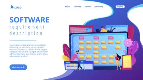 Software requirement description concept landing page. Stock-Illustration