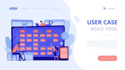 Software requirement description concept landing page. イラスト素材