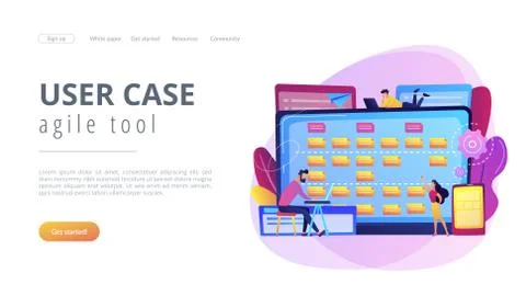 Software requirement description concept landing page. Stock-Illustration