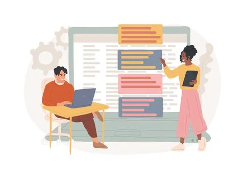 Software requirement description isolated concept vector illustration. Ilustración de archivo