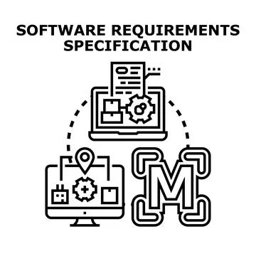 Software requirements specification creating business development process Ilustração Stock
