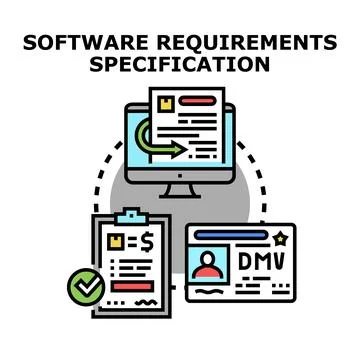 Software requirements specification development process planning Stock Illustration