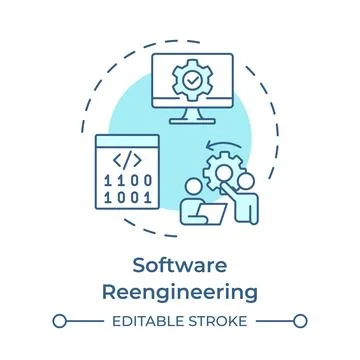 Software reverse engineering soft blue concept icon Stock-Illustration