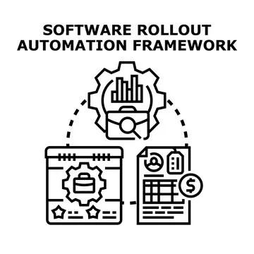 Software rollout automation framework concept illustration Stock Illustration