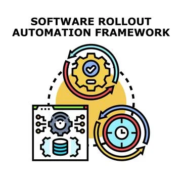 Software rollout automation framework illustrating development process Stock Illustration