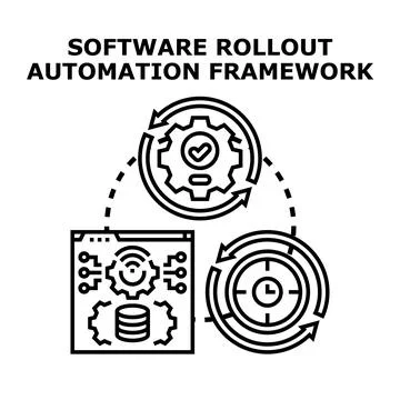 Software rollout automation framework illustrating development process Stock Illustration