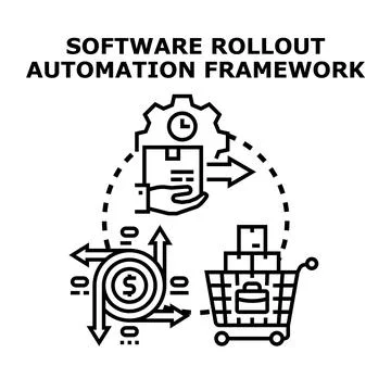 Software rollout automation framework illustrating process management Stock Illustration