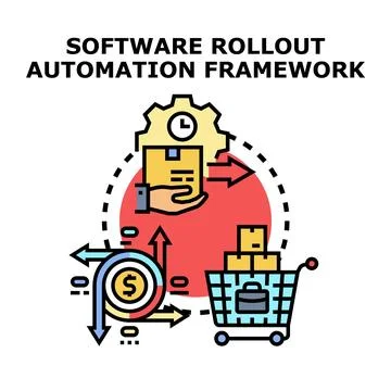 Software rollout automation framework illustrating process management Stock Illustration