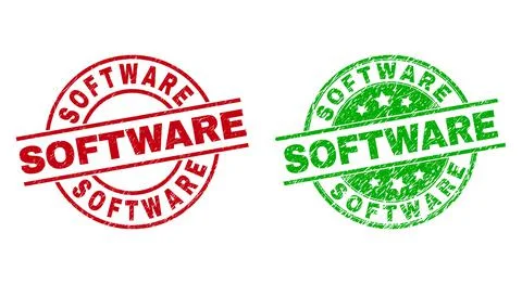 SOFTWARE Round Stamps Using Rubber Style Stock Illustration