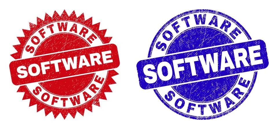 SOFTWARE Rounded and Rosette Seals with Distress Style Stockillustratie