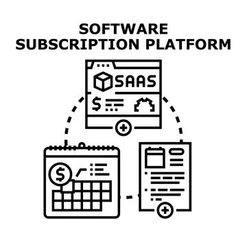 Software saas subscription platform offering digital services Stock Illustration